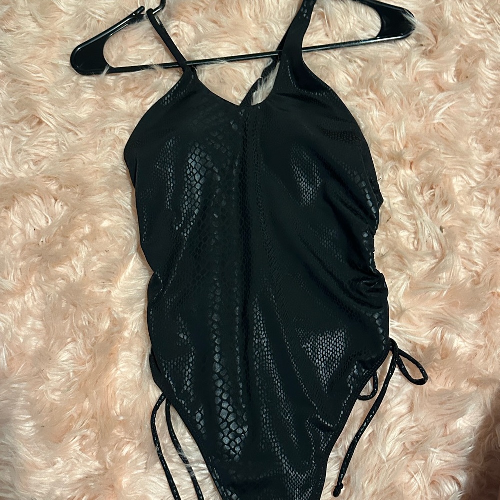 Black one piece bathing suit
